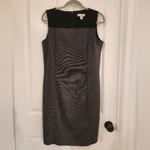 Coldwater Creek Knit Lined Sheath Dress Black Herringbone M (10-12) - EUC